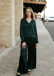 Isolde Satin Pant Garland Green ZP254622 - Southern Soule Designs