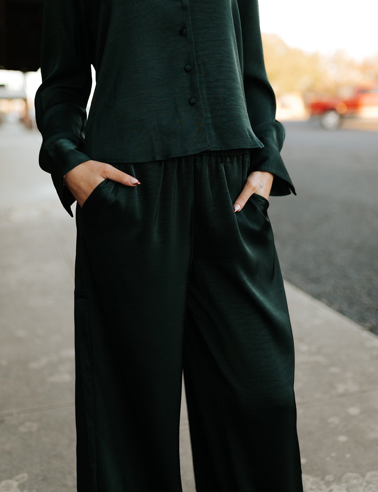 Isolde Satin Pant Garland Green ZP254622 - Southern Soule Designs