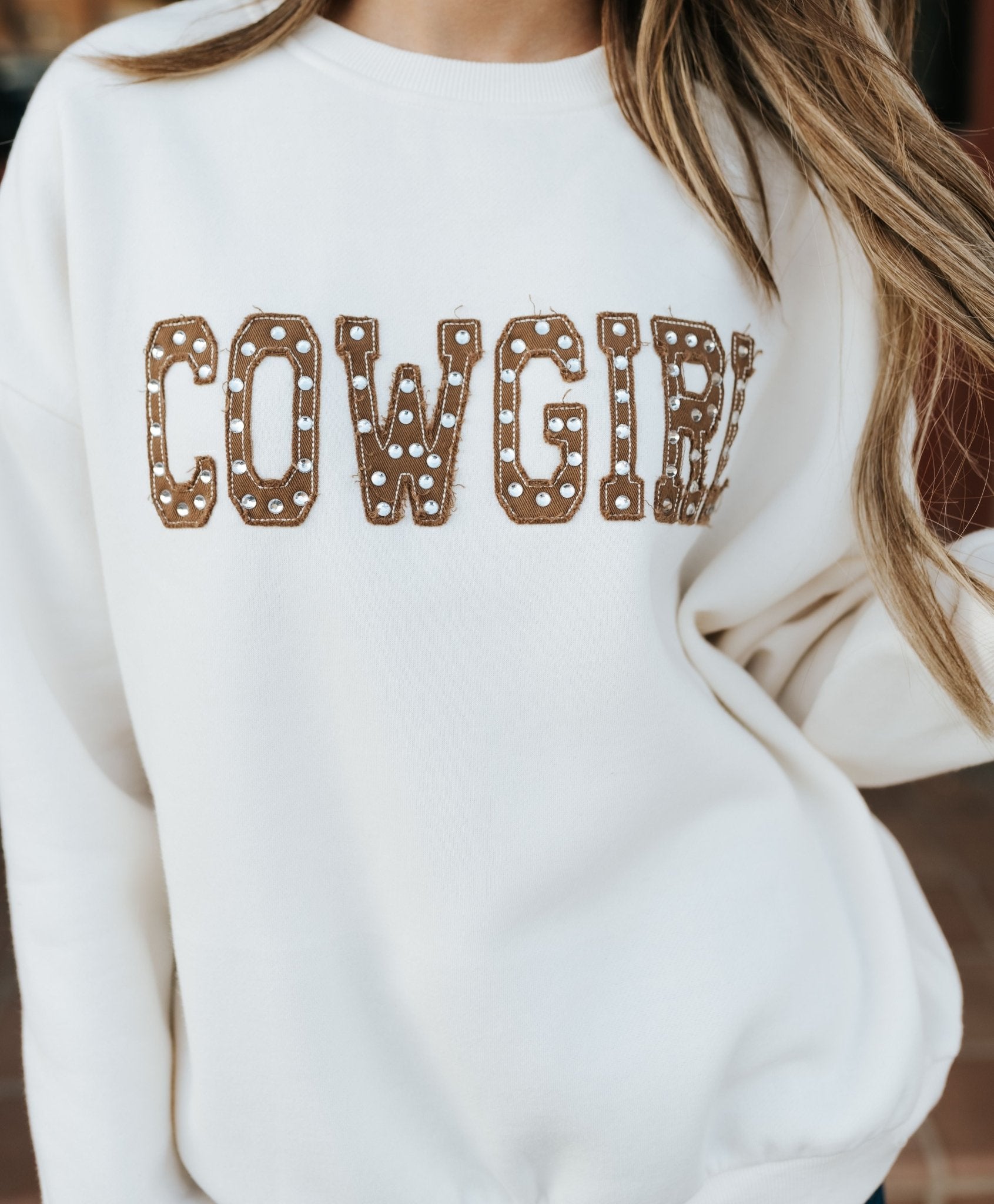 Ivory Brie Cowgirl Sweatshirt PST1812 - Southern Soule Designs
