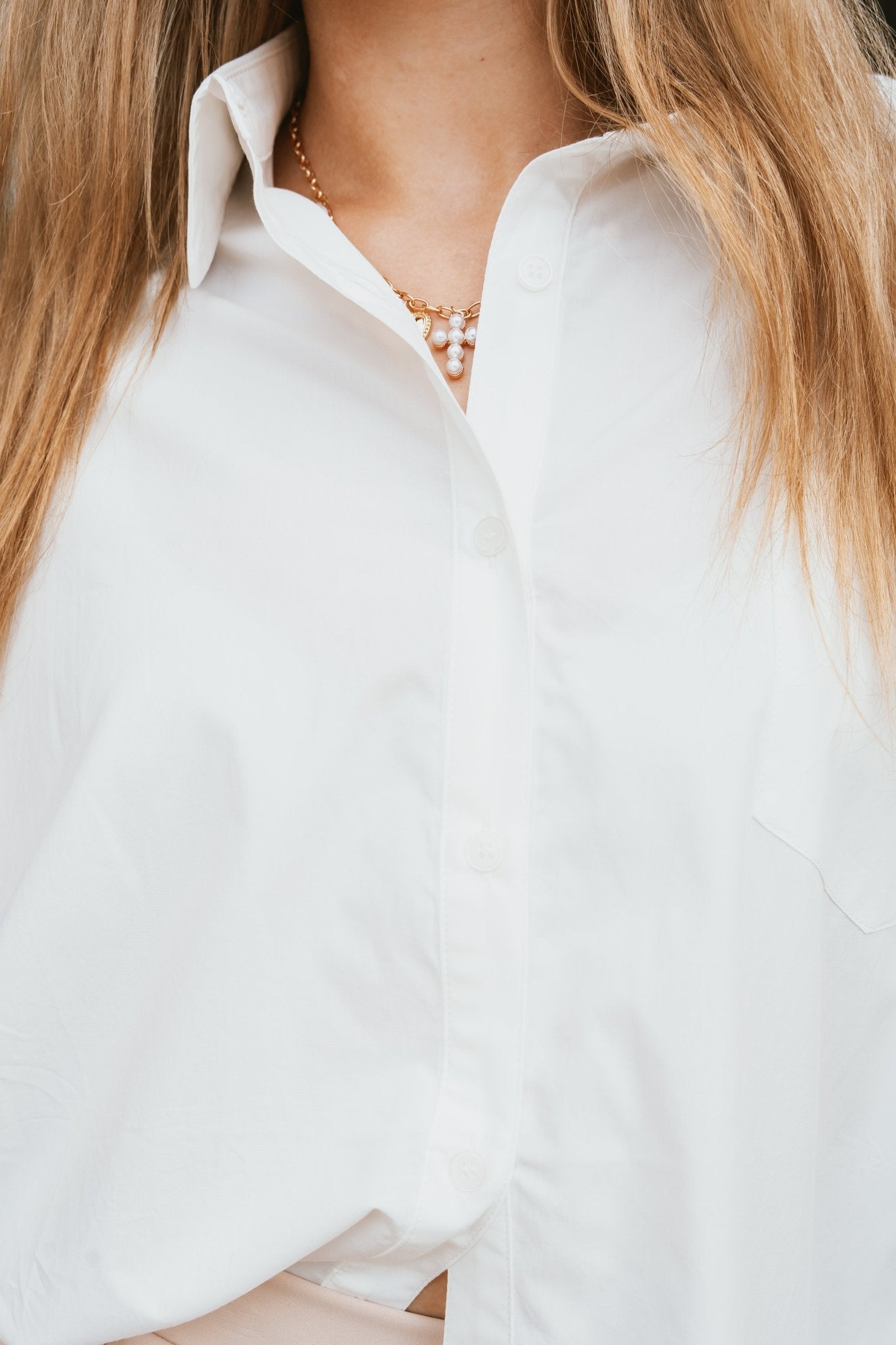 Ivory Button Down Poplin Shirt TBT13918 - Southern Soule Designs