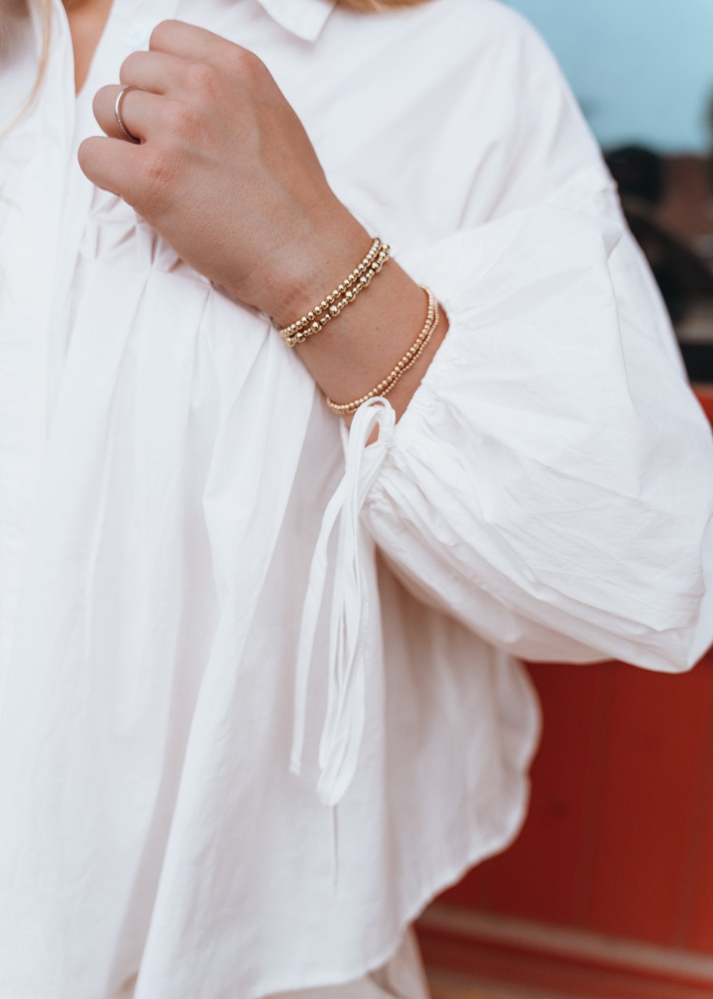 Ivory Button Long Sleeve Blouse with Ties T4257 - Southern Soule Designs