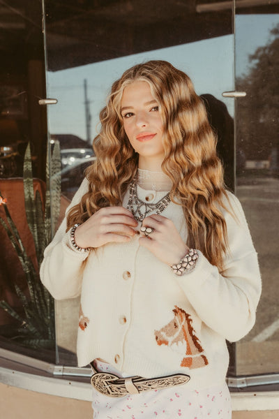 Ivory Equestrian Dream Cardigan 266 - 1786 - Southern Soule Designs