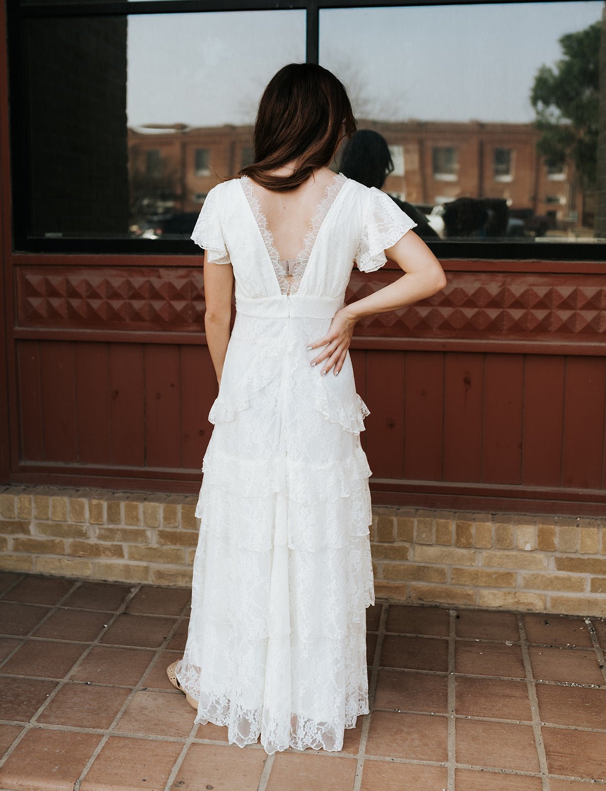 Ivory Lace Ruffle Maxi Dress BD6182 - Southern Soule Designs