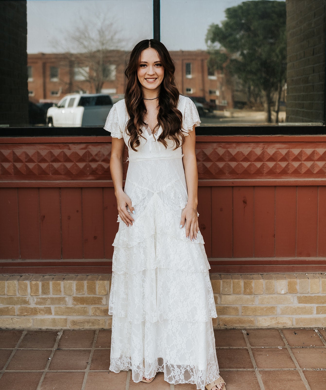 Ivory Lace Ruffle Maxi Dress BD6182 - Southern Soule Designs