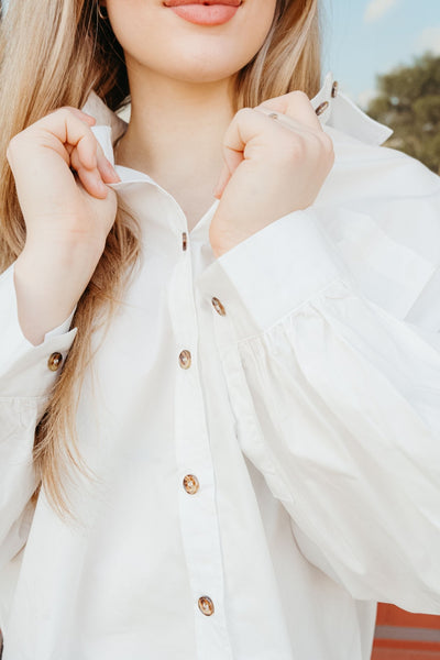 Ivory Loose Fit Button Up Shirt LT1293 - Southern Soule Designs