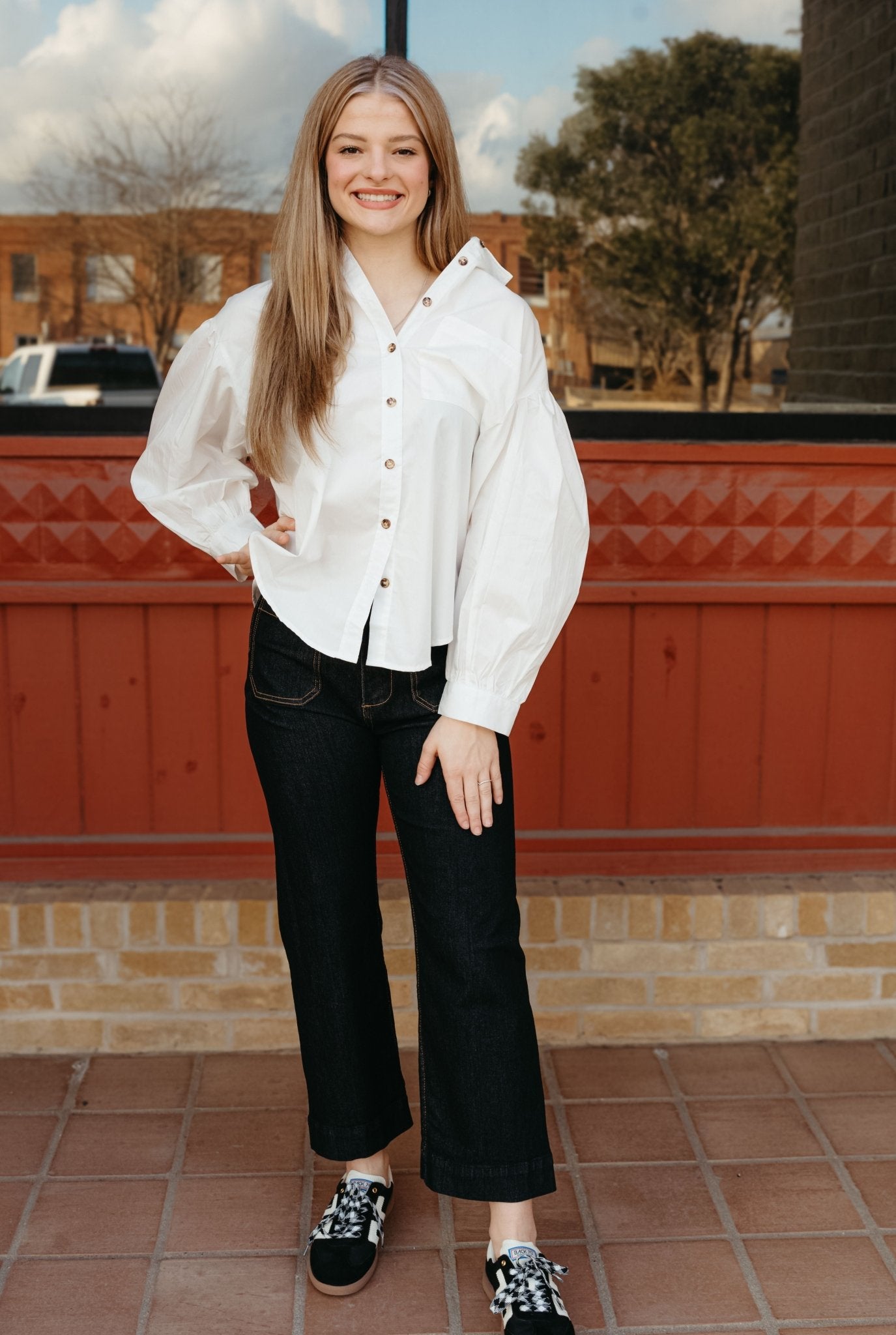 Ivory Loose Fit Button Up Shirt LT1293 - Southern Soule Designs