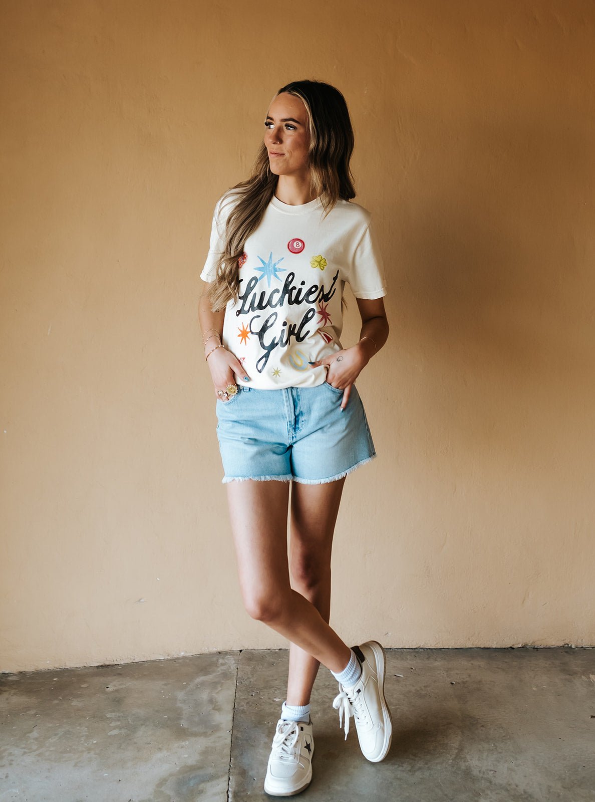 Ivory Luckiest Girl Graphic Tee - Southern Soule Designs