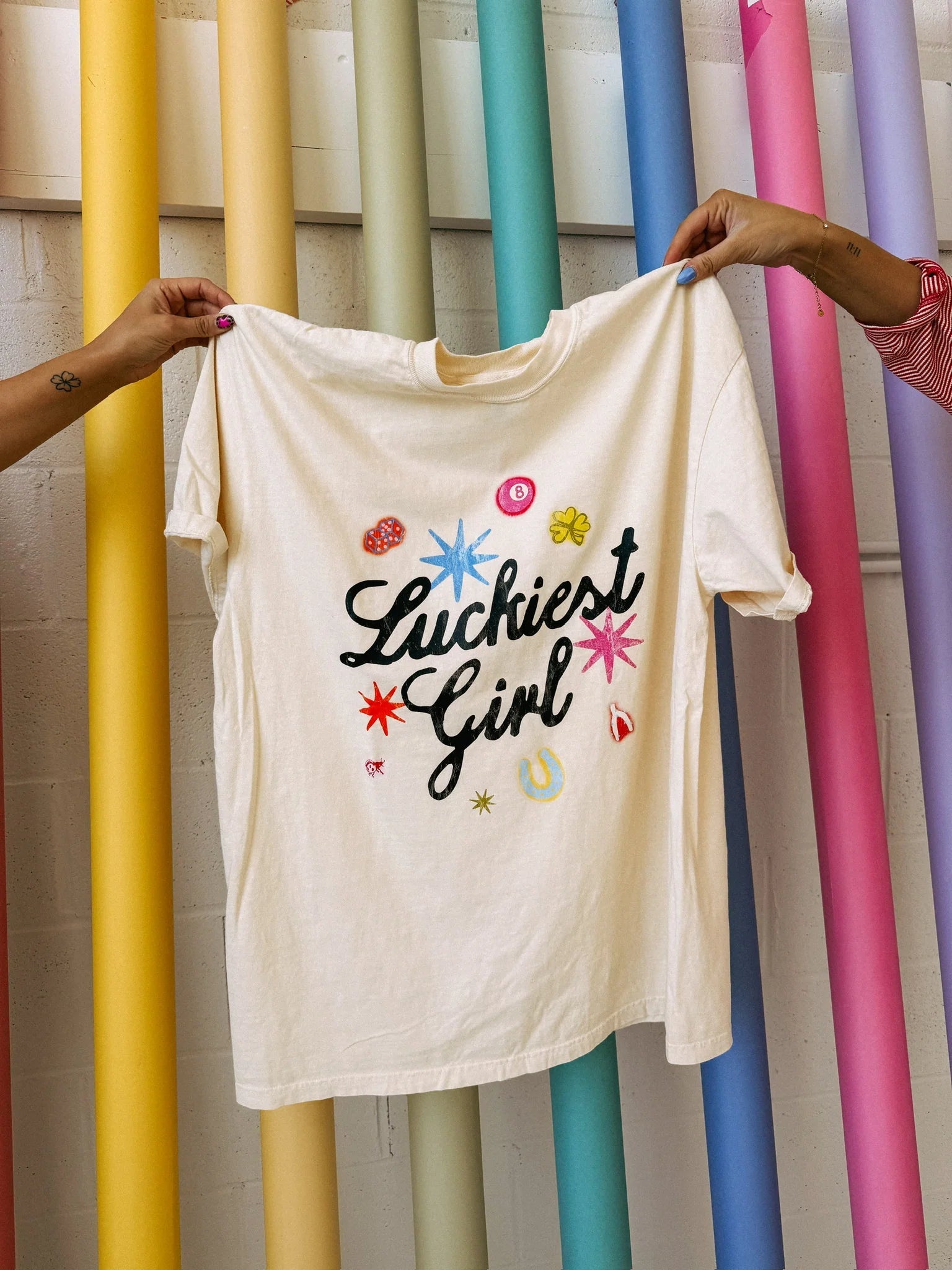 Ivory Luckiest Girl Graphic Tee - Southern Soule Designs