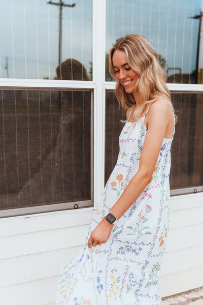 Ivory Multi Floral Print Mid Dress BD5983 - Southern Soule Designs