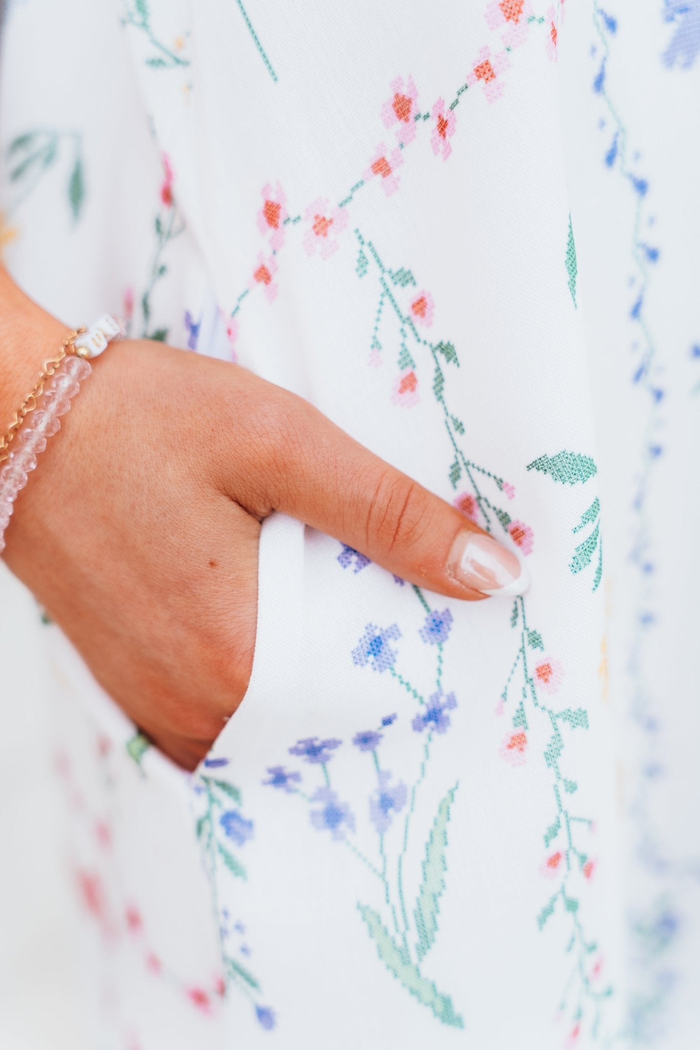 Ivory Multi Floral Print Mid Dress BD5983 - Southern Soule Designs