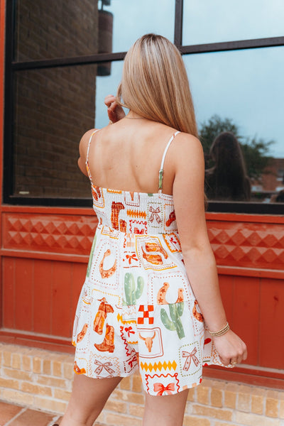 Ivory Multi Western Print Romper BP6738 - Southern Soule Designs