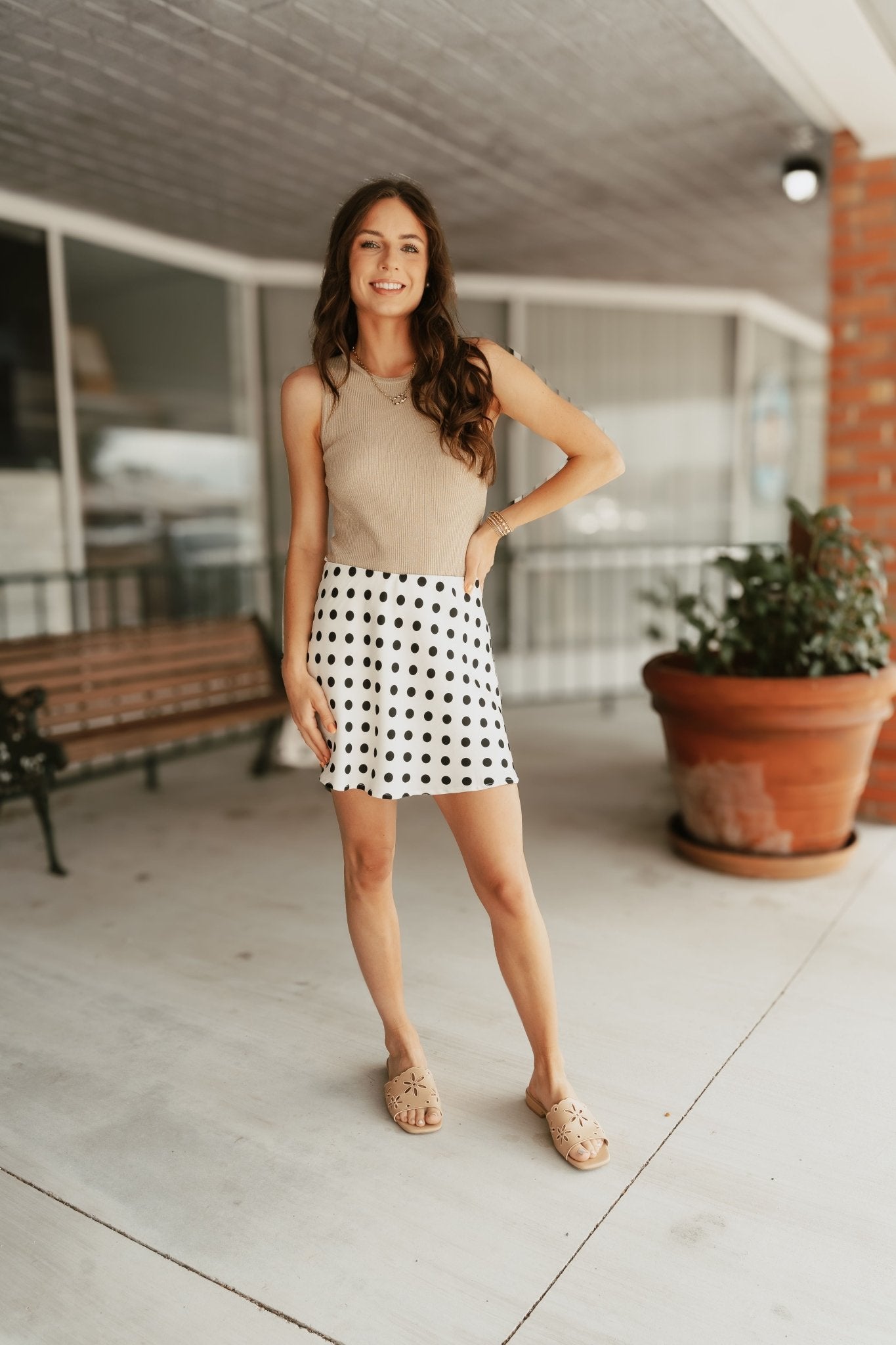 Ivory Polka Dot Mini Skirt TBS13811B - Southern Soule Designs