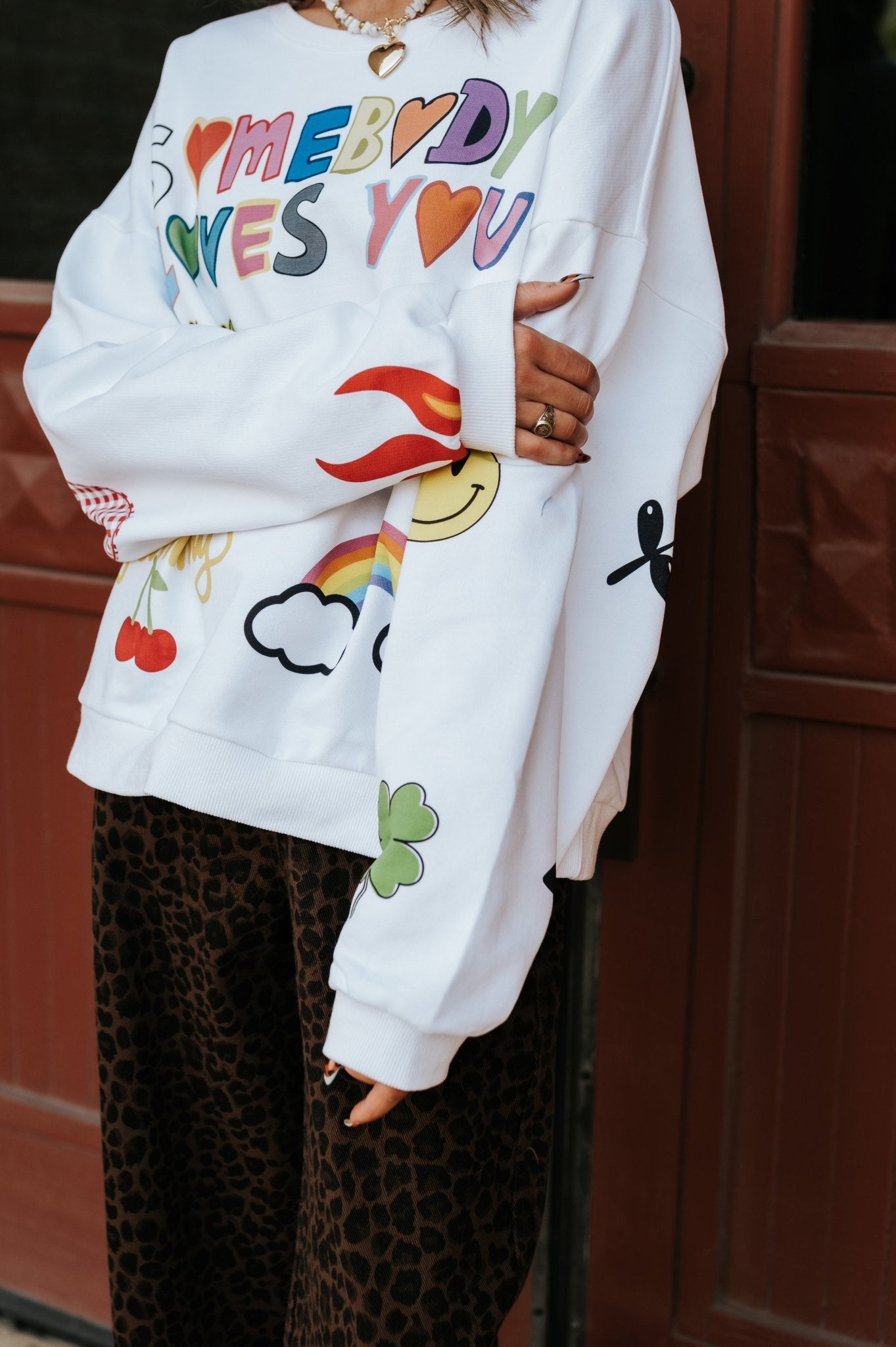 Ivory Somebody Loves You Graphic Sweatshirt - Southern Soule Designs