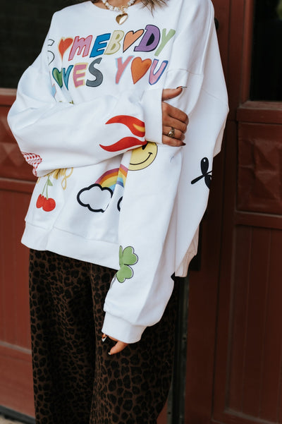 Ivory Somebody Loves You Graphic Sweatshirt - Southern Soule Designs