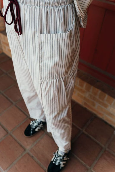 Ivory Striped Drawstring Pants P5471 - 1B - Southern Soule Designs