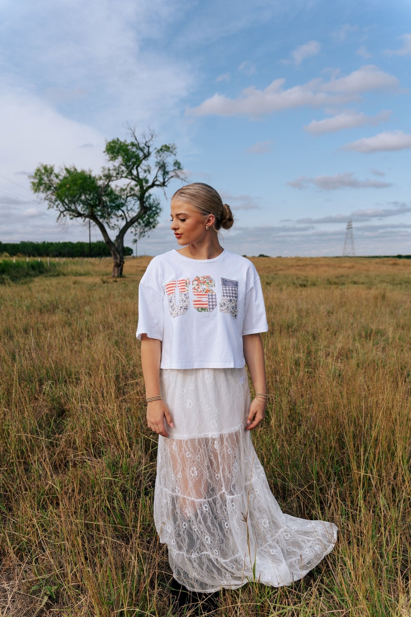 Ivory Tiered Floral Lace Maxi Skirt with Mini Skirt Lining MS8110 - Southern Soule Designs