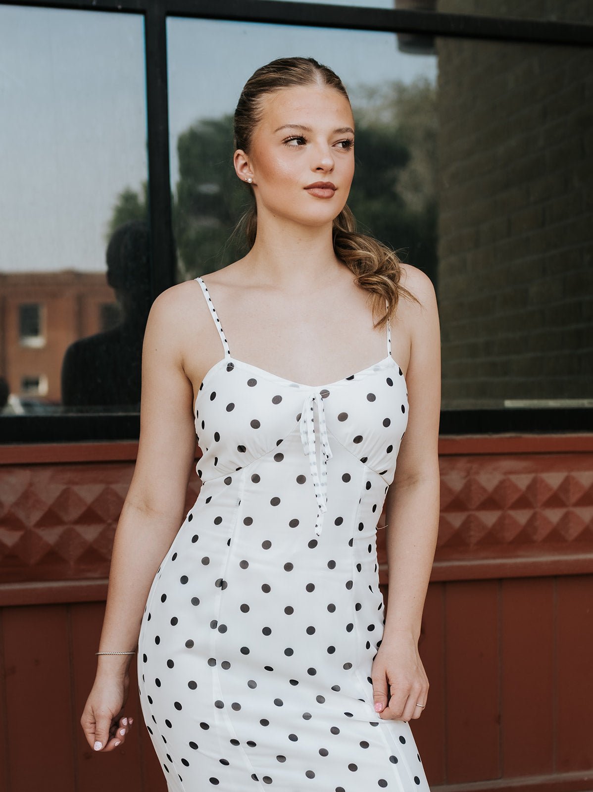 Ivory/Black Polka Dot Strapless Maxi Dress BD6158 - Southern Soule Designs