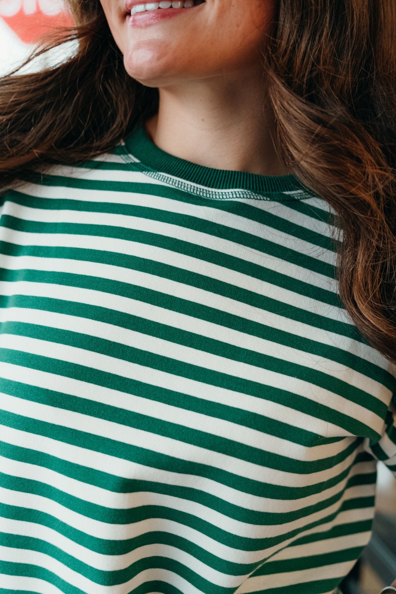 Ivory/Green Oversized Stripe Tee TBT880 - Southern Soule Designs