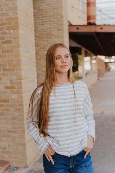 Ivory/Grey Lightweight Cardigan TBW1223 - Southern Soule Designs