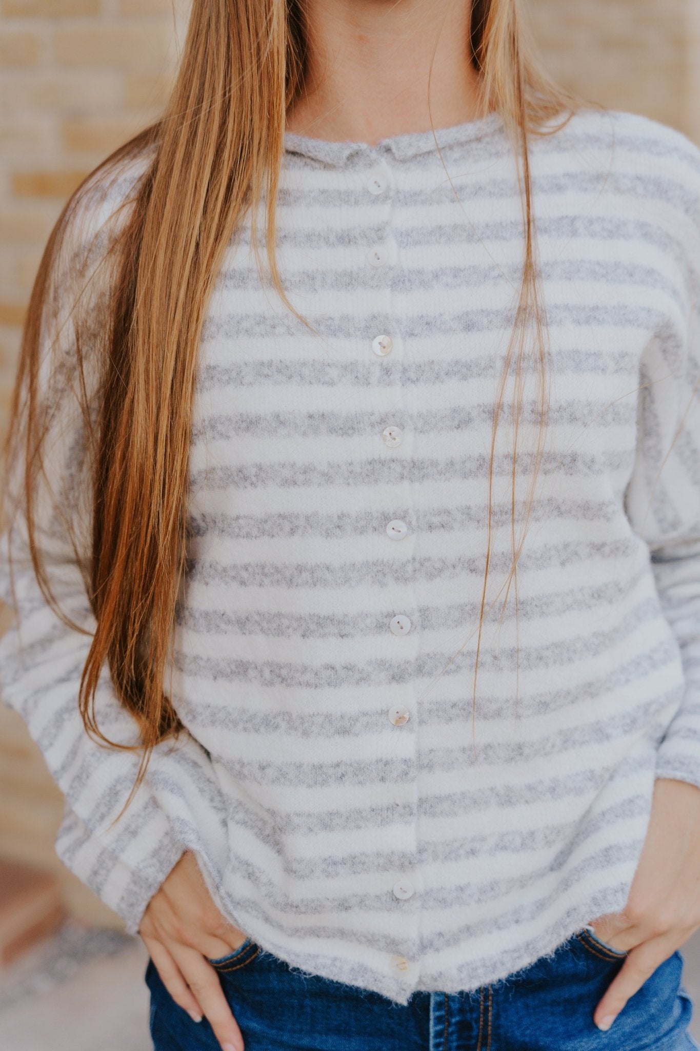 Ivory/Grey Lightweight Cardigan TBW1223 - Southern Soule Designs