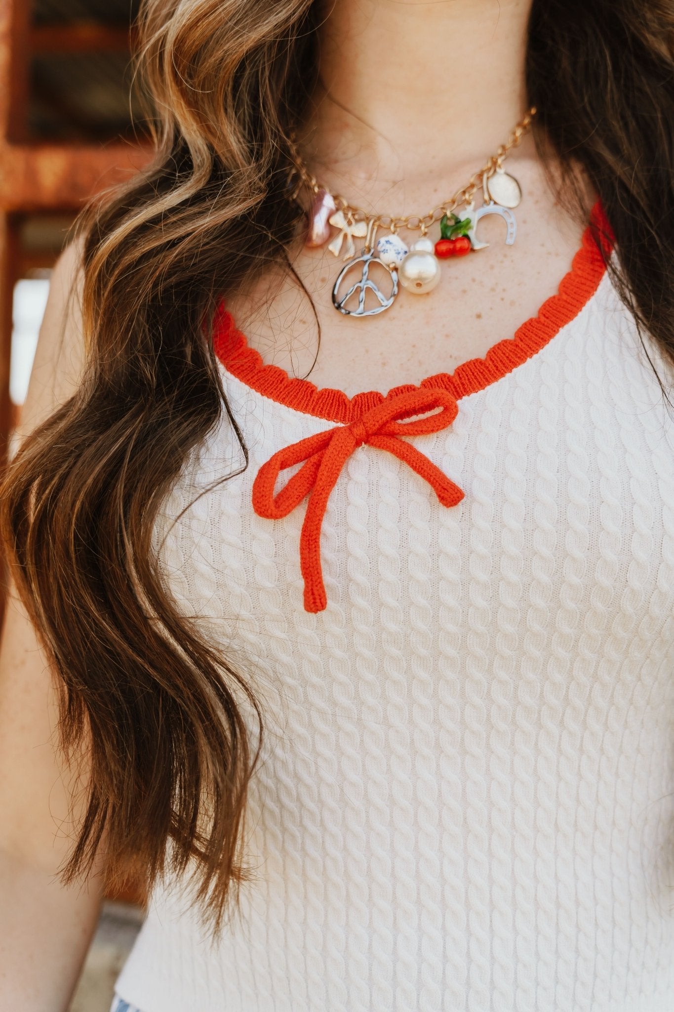 Ivory/Red Bow Tank Top BMW7656 - Southern Soule Designs