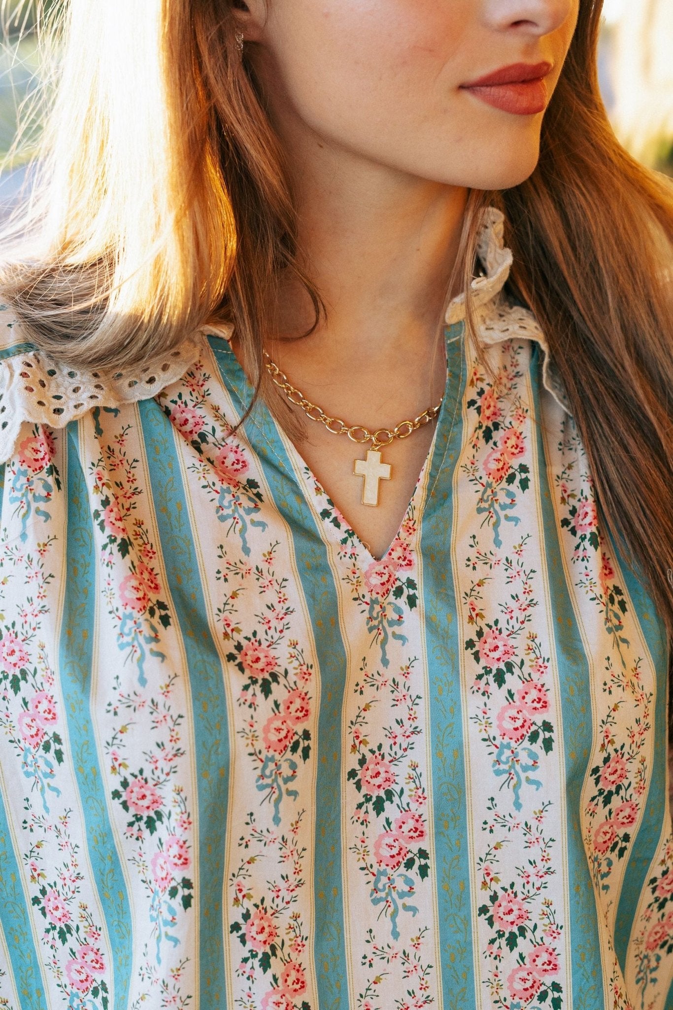 Jade Striped Floral Long Sleeve Top T25151 - Southern Soule Designs