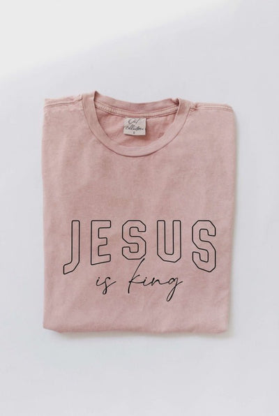 Jesus is King Tee - Soft Pink - Southern Soule Designs