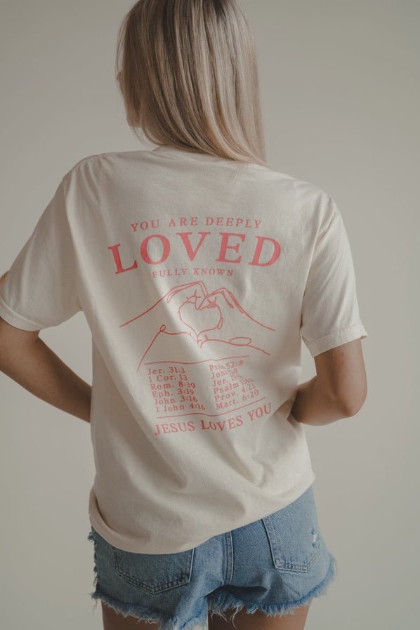 Jesus Loves you Cream/Pink Tee - Southern Soule Designs