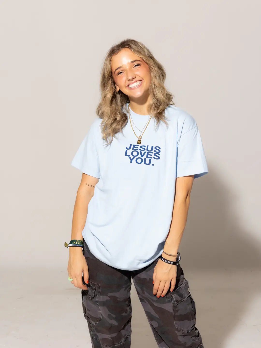 Jesus Loves You Light Blue Tee - Southern Soule Designs