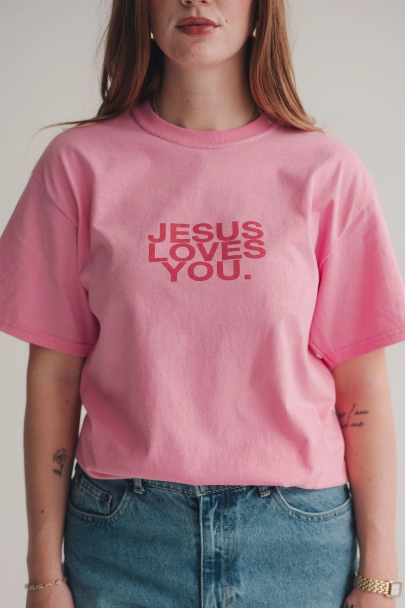 Jesus Loves You Pink Clay Tee - Southern Soule Designs
