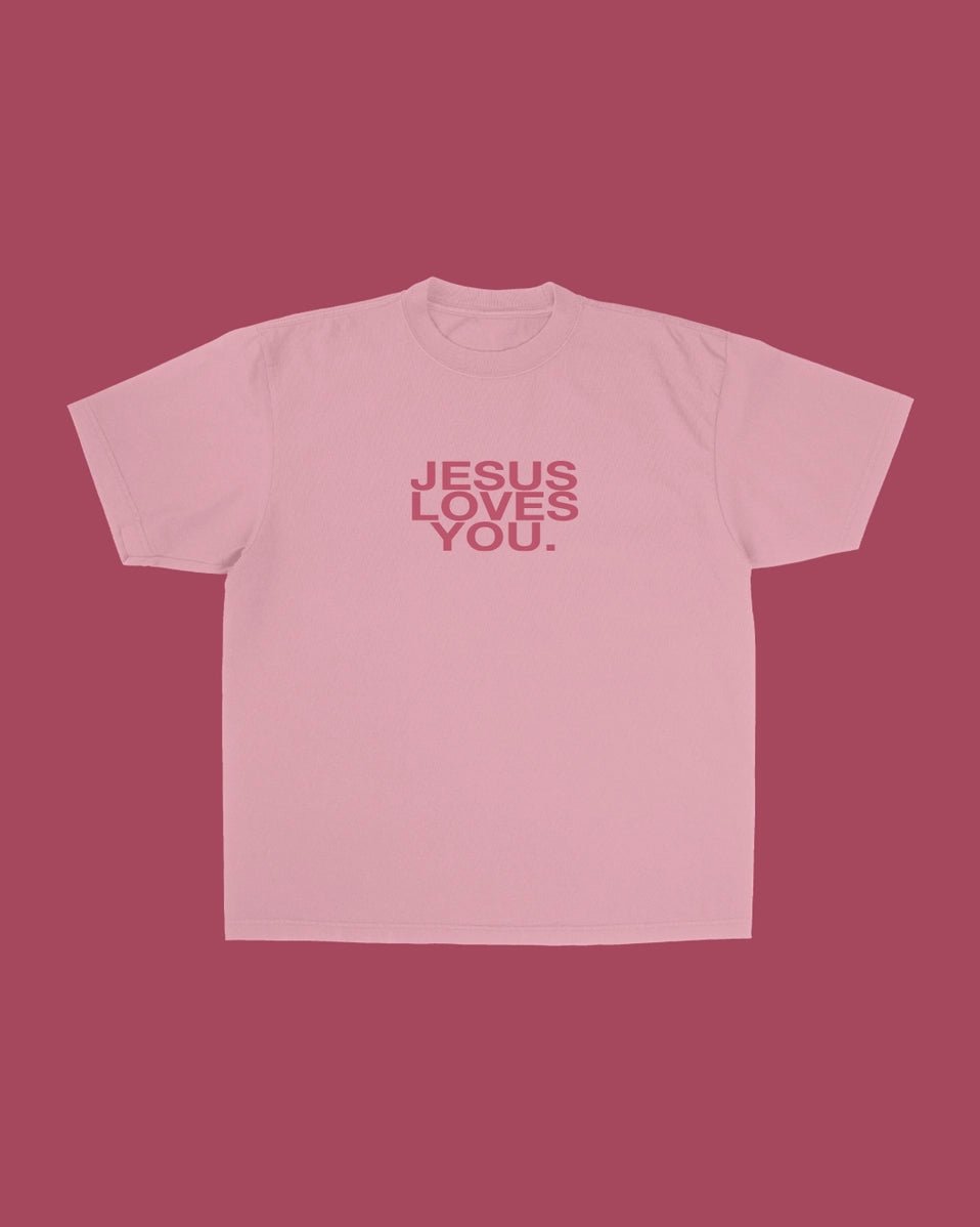 Jesus Loves You Pink Clay Tee - Southern Soule Designs