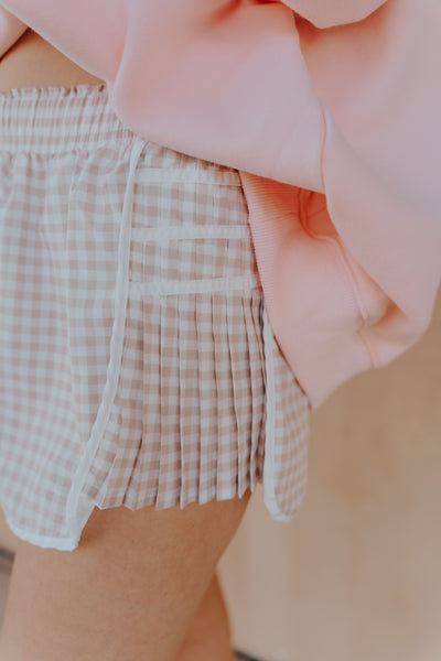 Beige Gingham Shorts YP70107