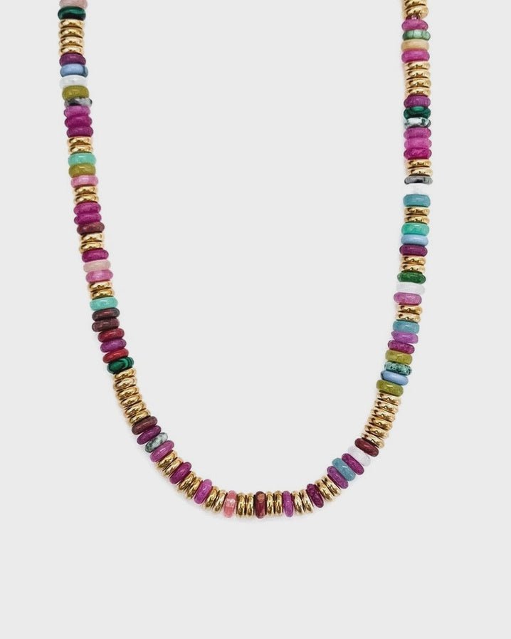 Joan Gold/Multi Beaded Stone Necklace - Southern Soule Designs