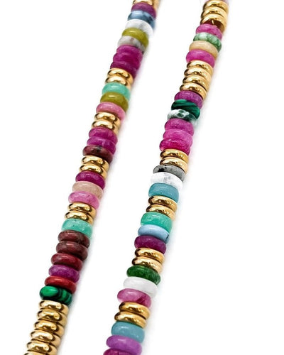 Joan Gold/Multi Beaded Stone Necklace - Southern Soule Designs