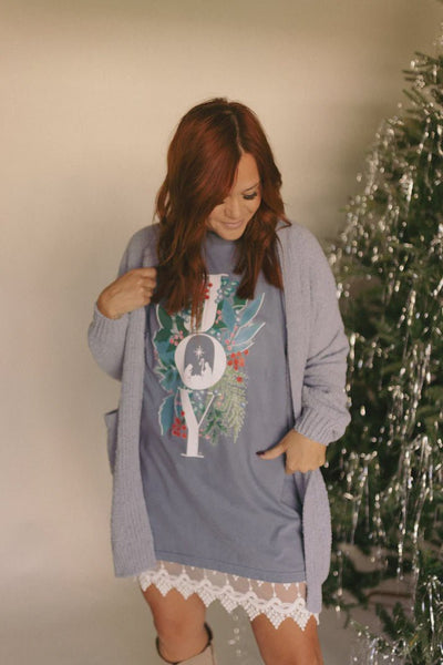 Joy Christmas Winter Floral Tee - Southern Soule Designs