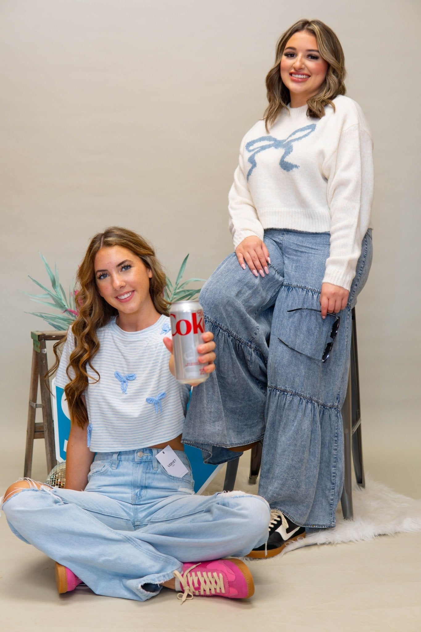 JT6175 White/Blue Stripe Top - Southern Soule Designs