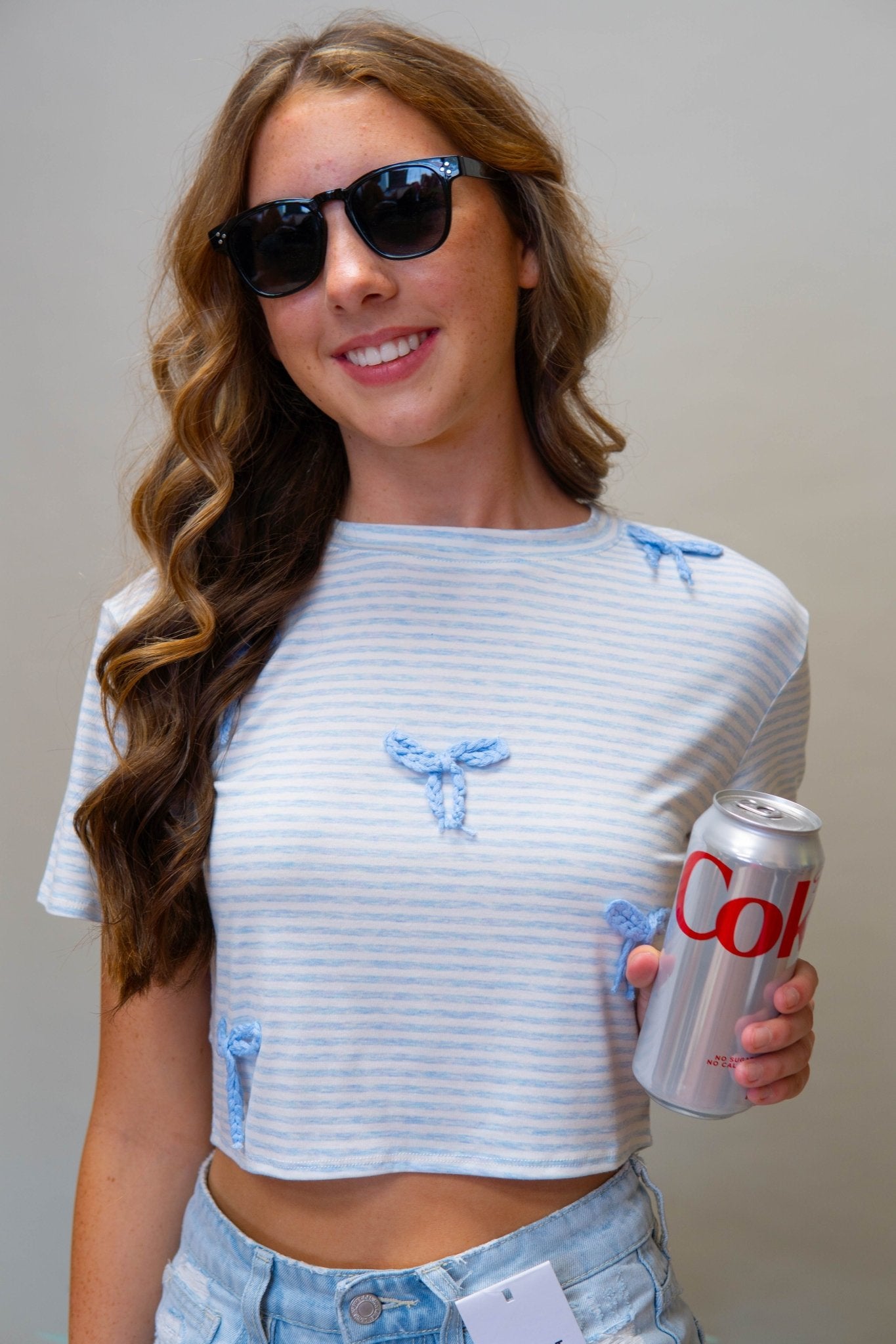 JT6175 White/Blue Stripe Top - Southern Soule Designs