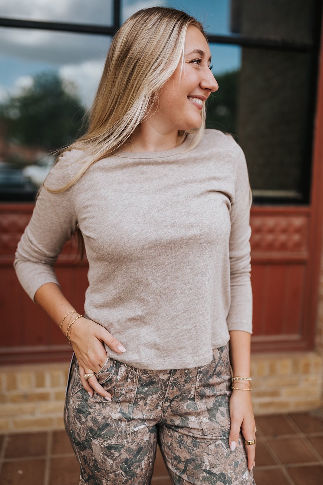 Junie Long Sleeve Heather Grey Tee ZT263277 - Southern Soule Designs