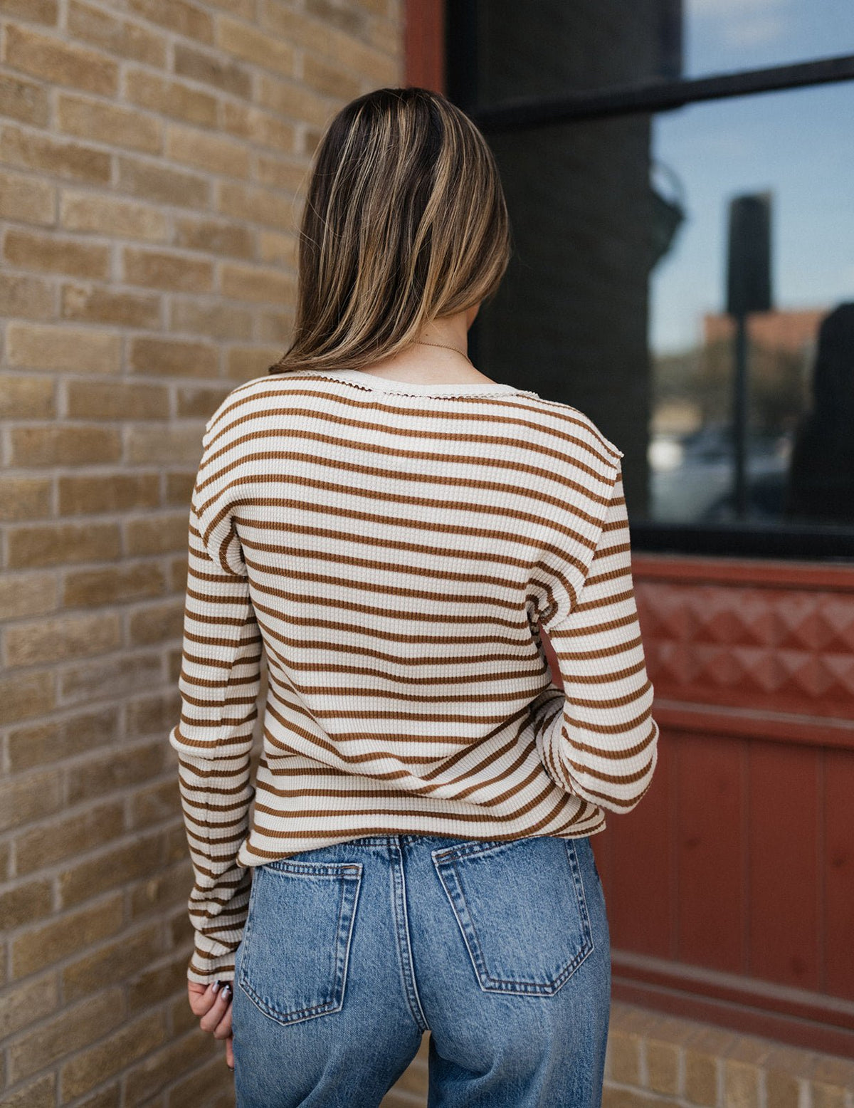 Junie Long Sleeve Stripe Slub Tee Dark Rosewood ZT264764 - Southern Soule Designs