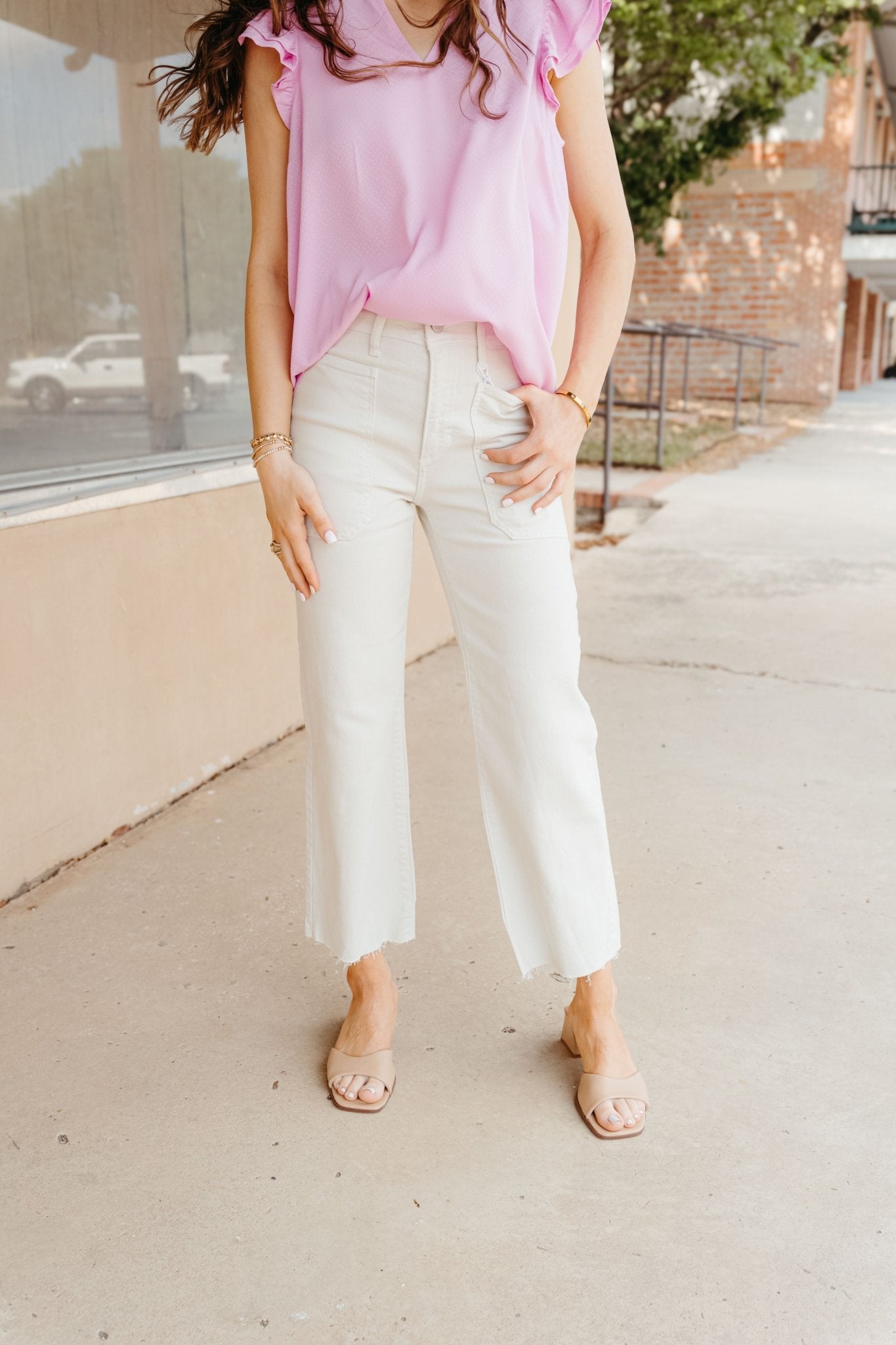 Just Black Denim Sea Salt High Rise Utility Wide Leg Pant BP353J - Southern Soule Designs