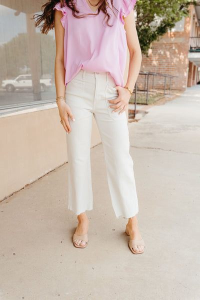 Just Black Denim Sea Salt High Rise Utility Wide Leg Pant BP353J - Southern Soule Designs