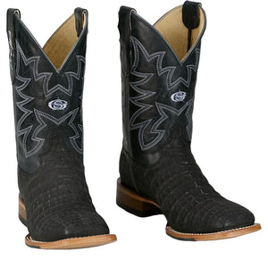 Justin MNS San Antone Charcoal Caiman Blue Sapphire Cowhide GR5710