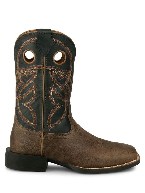 Justin Men's Lubbock Distressed Brown/Stone Grey Water Buffalo SE7526 - Southern Soule Designs
