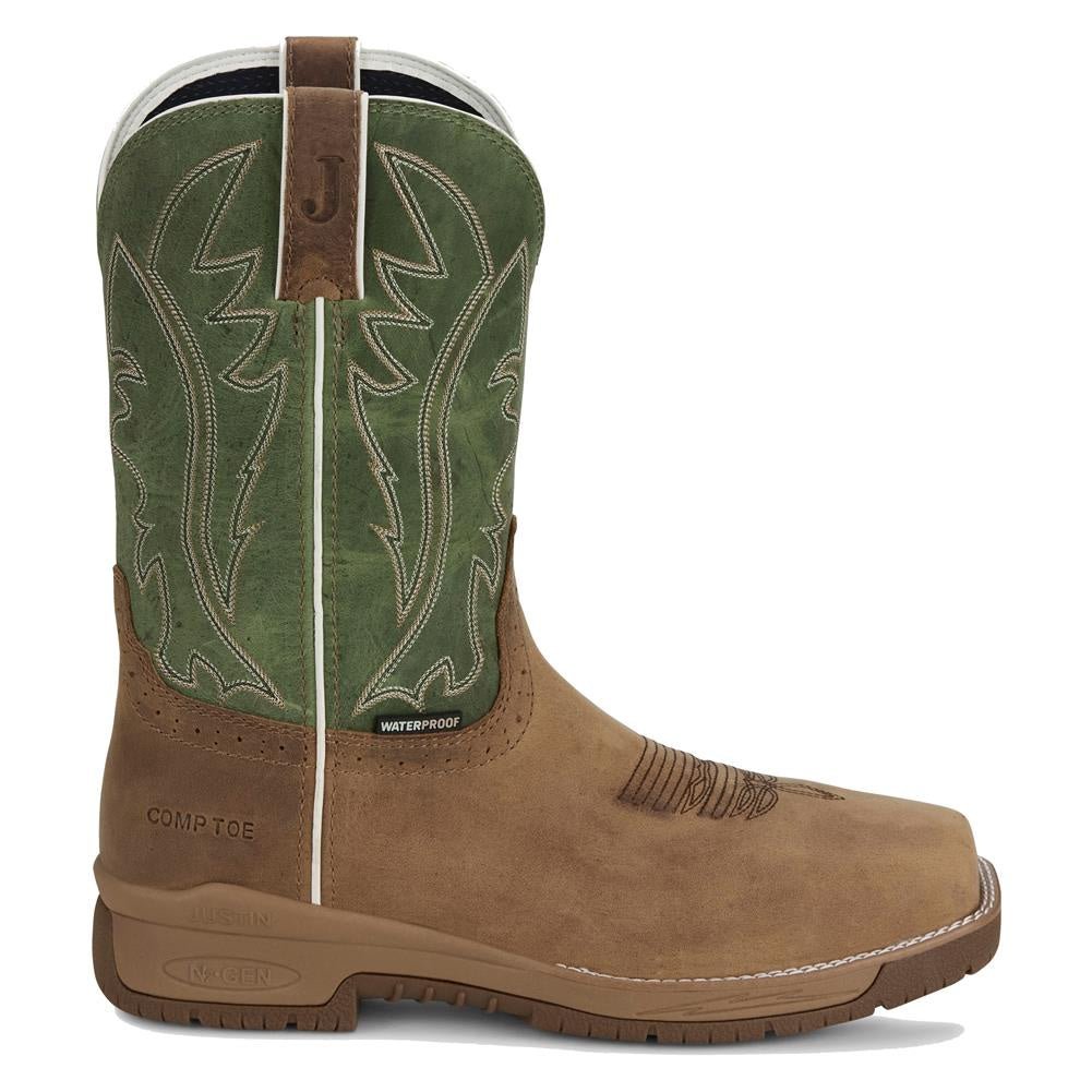 Justin Men's Nitread Taupe/Fern Green Cowhide Boot CR3210 - Southern Soule Designs