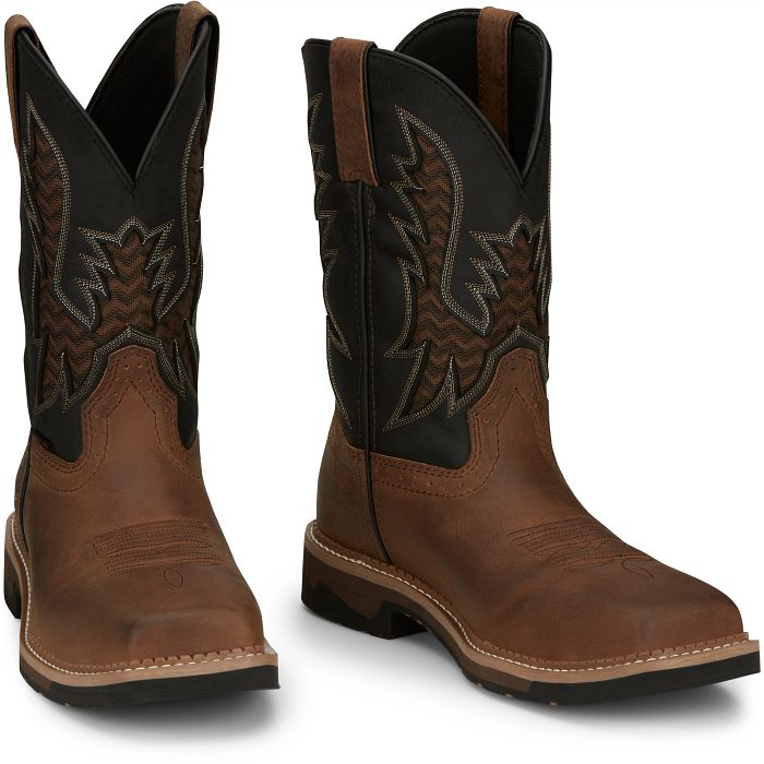 Justin MNS Bolt Pecan Black Water Buffalo SE4113 - Southern Soule Designs