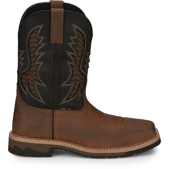 Justin MNS Bolt Pecan Black Water Buffalo SE4113 - Southern Soule Designs