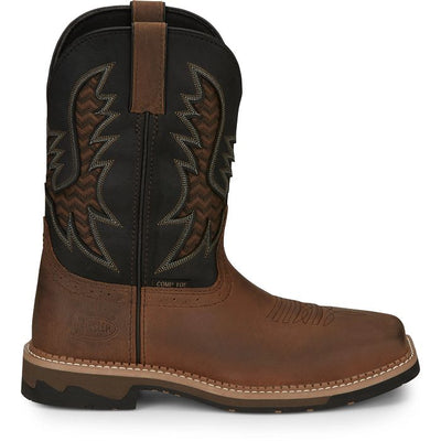 Justin MNS Bolt Pecan Black Water Buffalo SE4113 - Southern Soule Designs