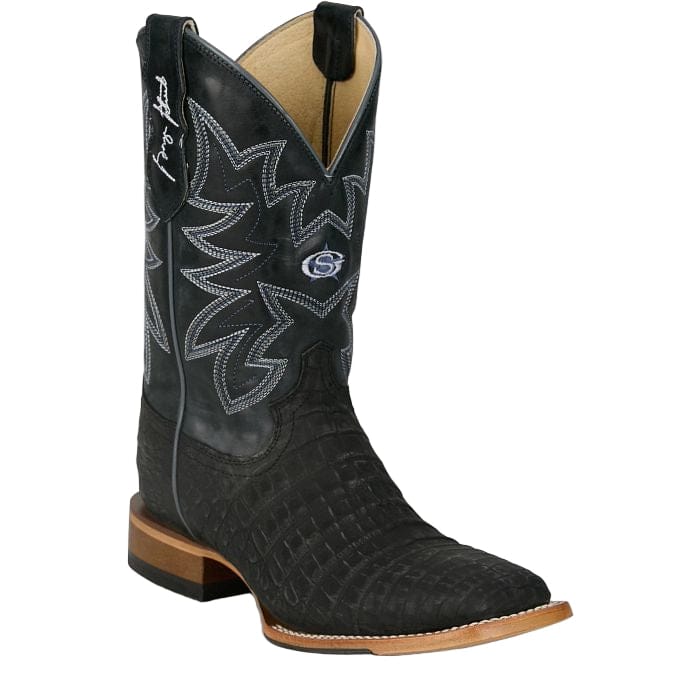 Justin MNS San Antone Charcoal Caiman Blue Sapphire Cowhide GR5710 - Southern Soule Designs