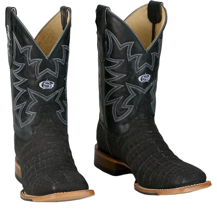 Justin MNS San Antone Charcoal Caiman Blue Sapphire Cowhide GR5710 - Southern Soule Designs