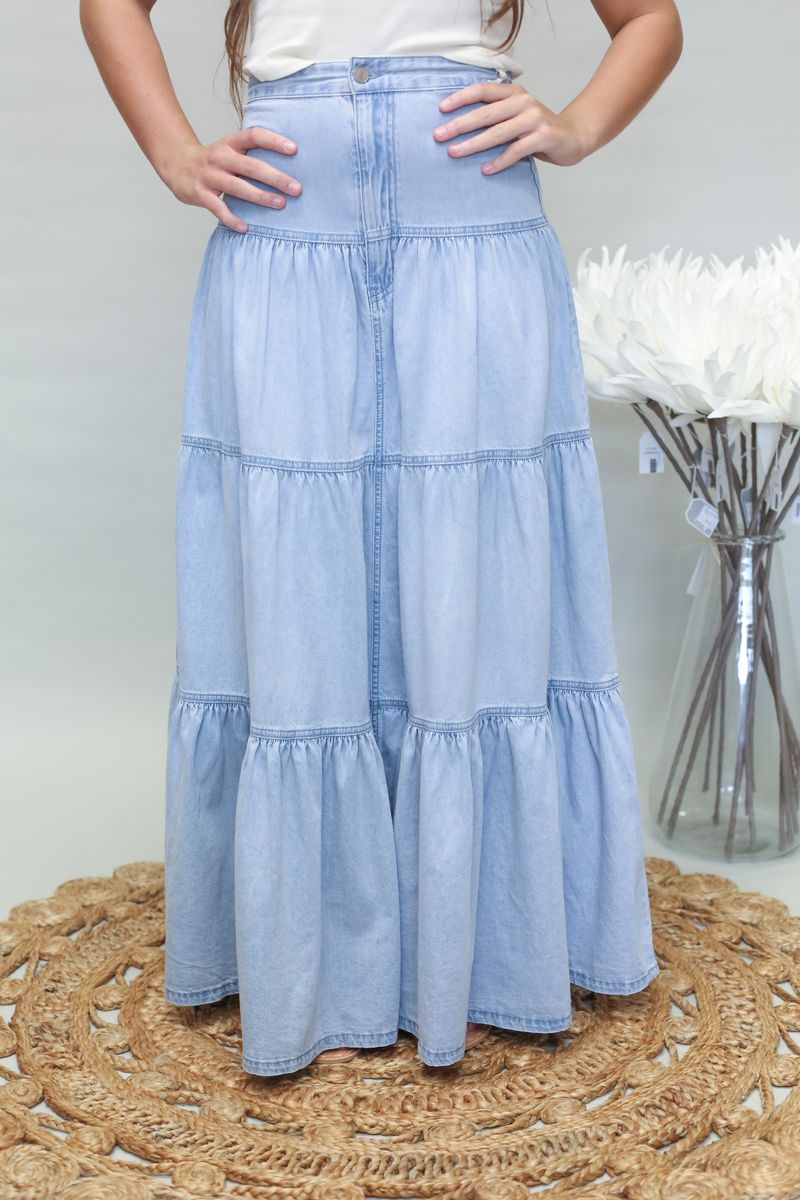 KanCan KC2071L Light Denim Skirt - Southern Soule Designs